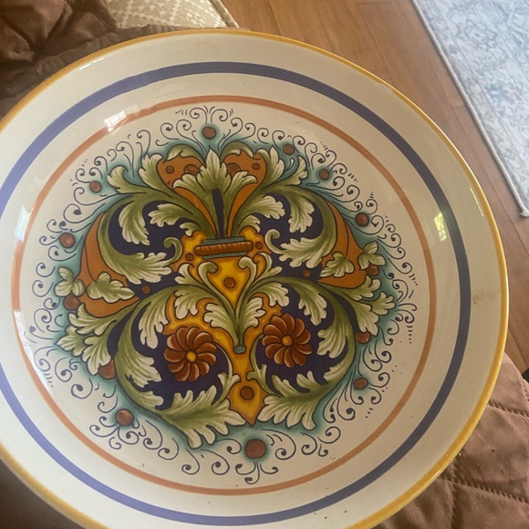 Handcrafted Ceramic Decorative Plate with Floral Design - Picture 1 of 14